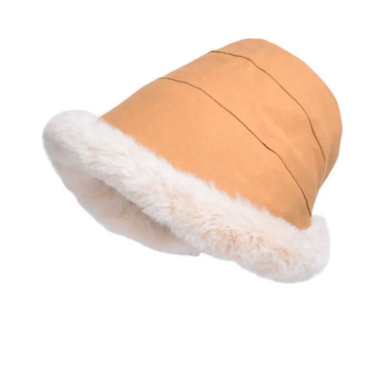 Sombrero de pescador con ala de felpa cálida y gruesa para mujer