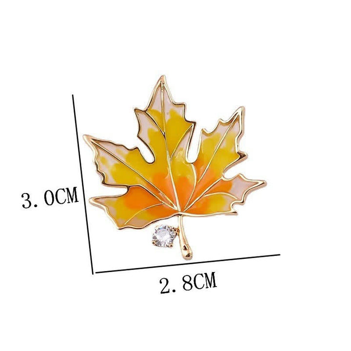 Broche de hoja de arce dorada otoñal para mujer