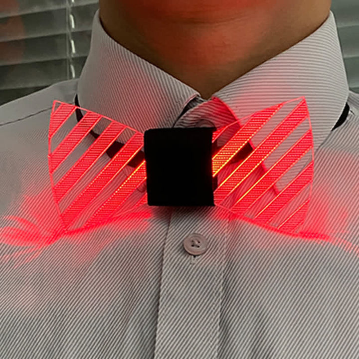 Pajarita de acrílico luminosa para fiestas con rayas de 7 colores