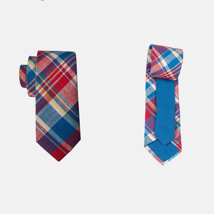 Corbata de hombre con diseño de patchwork floral y cuadros escoceses