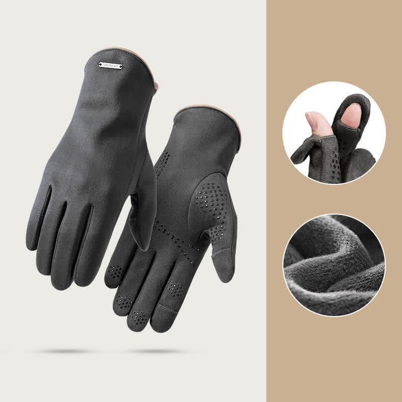 Guantes térmicos de terciopelo con dedos separados de gamuza