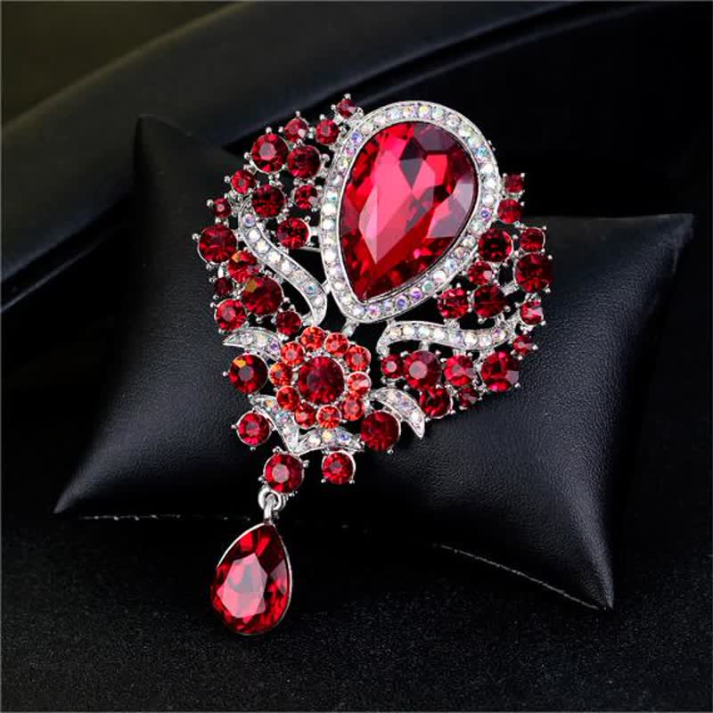 Broche de cristal transparente con forma de flor y gota de agua para mujer.