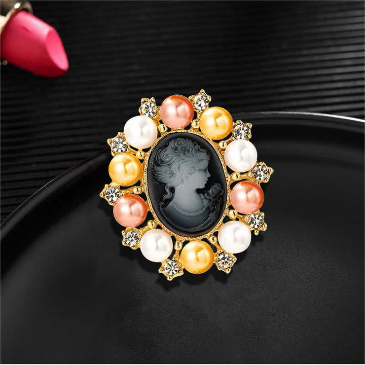 Broche de perlas de belleza con relieve de palacio para mujer