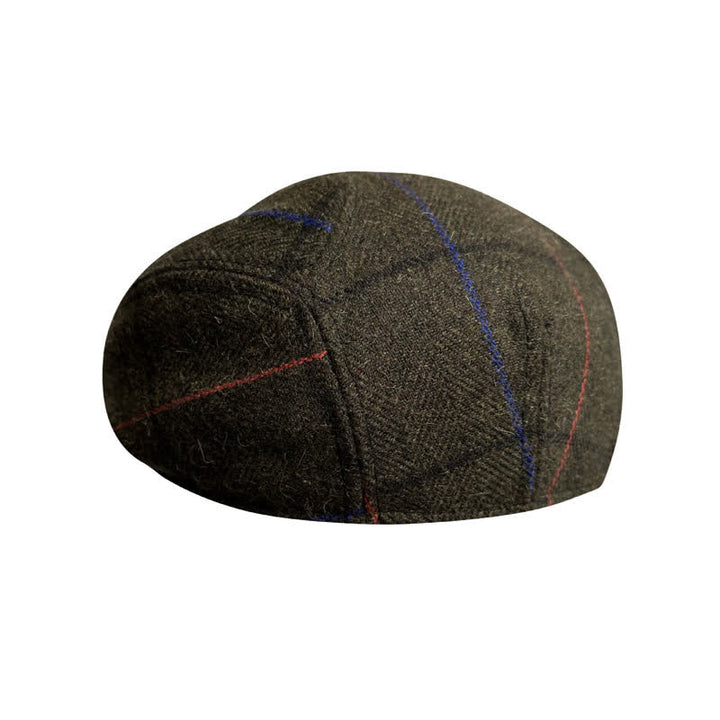 Boina vintage con rayas naranjas y azul oliva