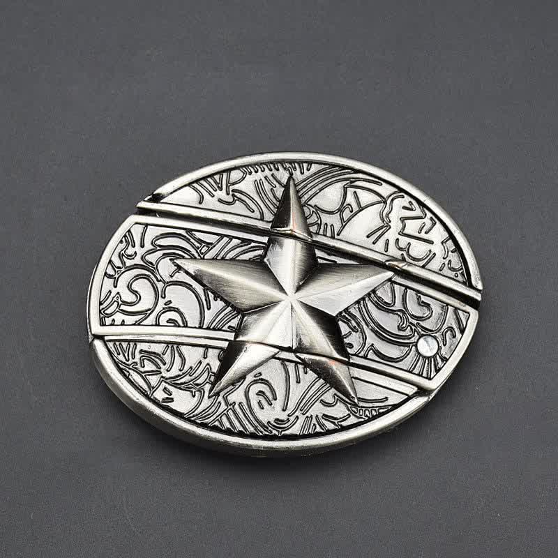 Cinturón de cuero con pentagrama para hombre con navaja plegable