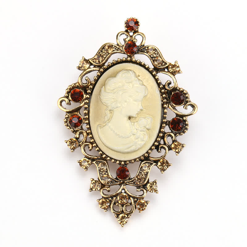 Broche de camafeo de reina de belleza de palacio para mujeres