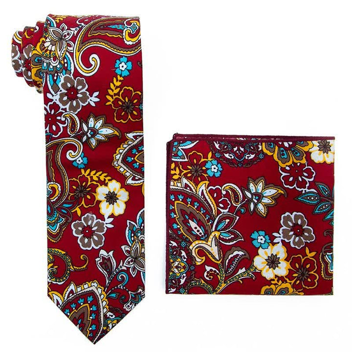 Conjunto de 2 corbatas con estampado floral de cachemira para hombre