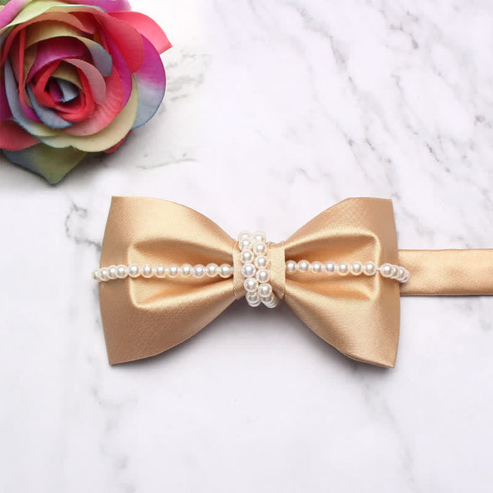 Pajarita con cadena y decoración de perlas para hombre