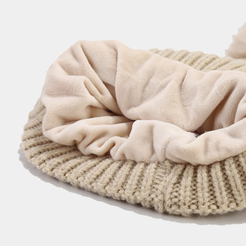 Conjunto de 3 piezas de gorro, bufanda y manoplas sin dedos de punto con cable para mujer