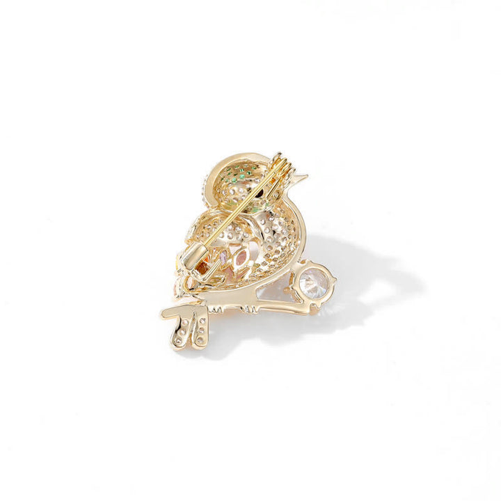 Broche de circonitas con forma de rama de urraca para mujer