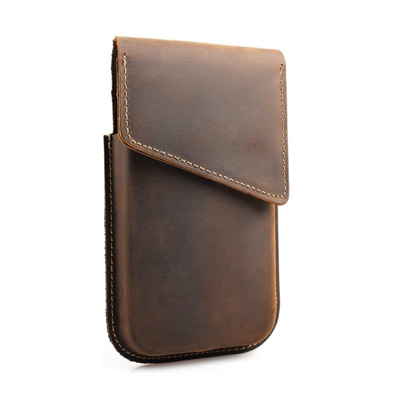 Funda para teléfono móvil con tapa magnética de piel auténtica y cinturón