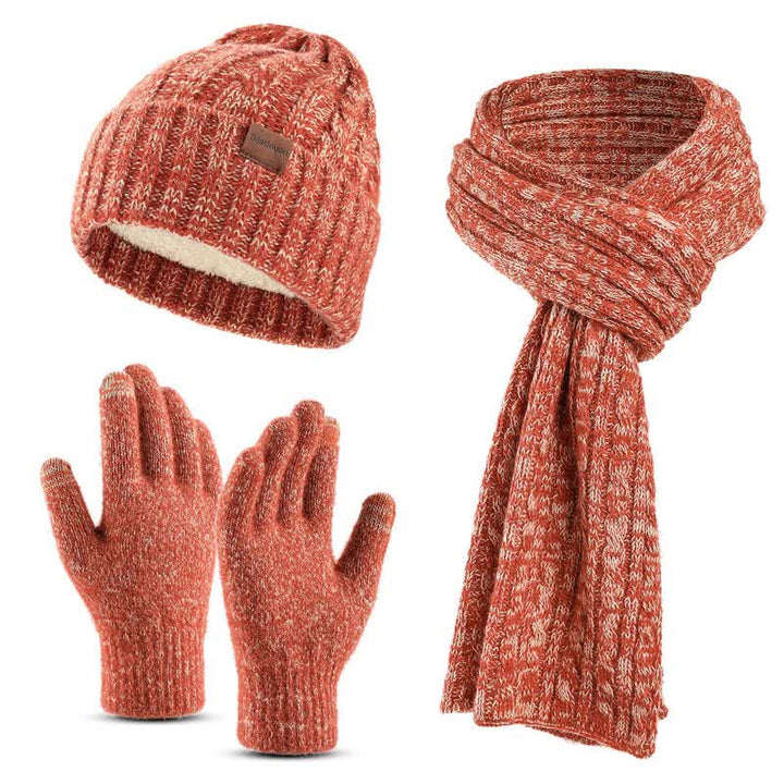 Conjunto de 3 guantes unisex elegantes con bufanda larga y pantalla táctil