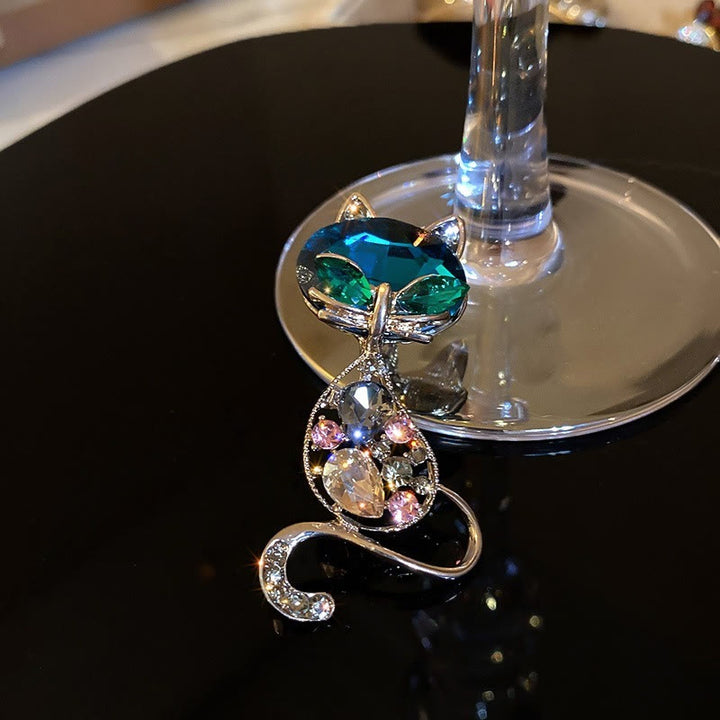 Broche de zorro con ojos verde azulado para mujer