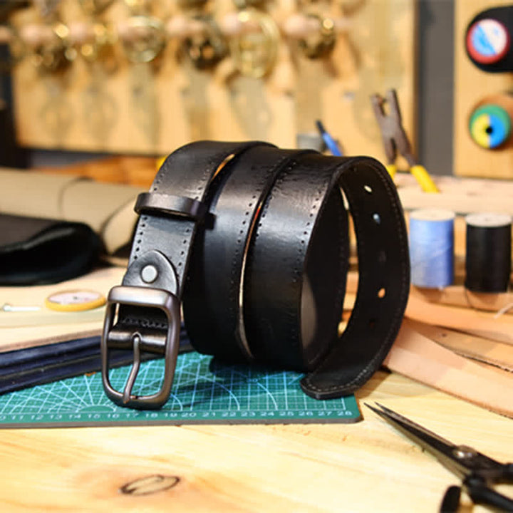 Cinturón de cuero desgastado estilo western para hombre