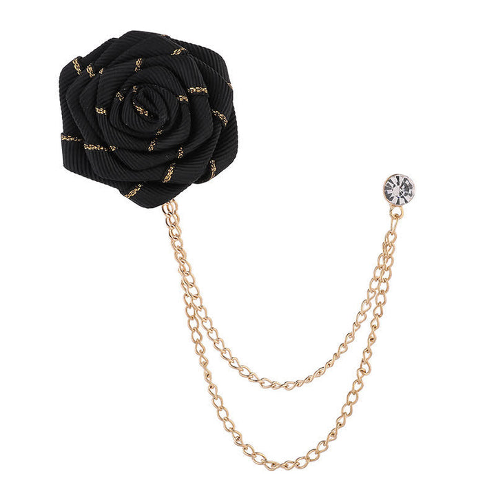 Broche con cadena de rosas y flores para hombre