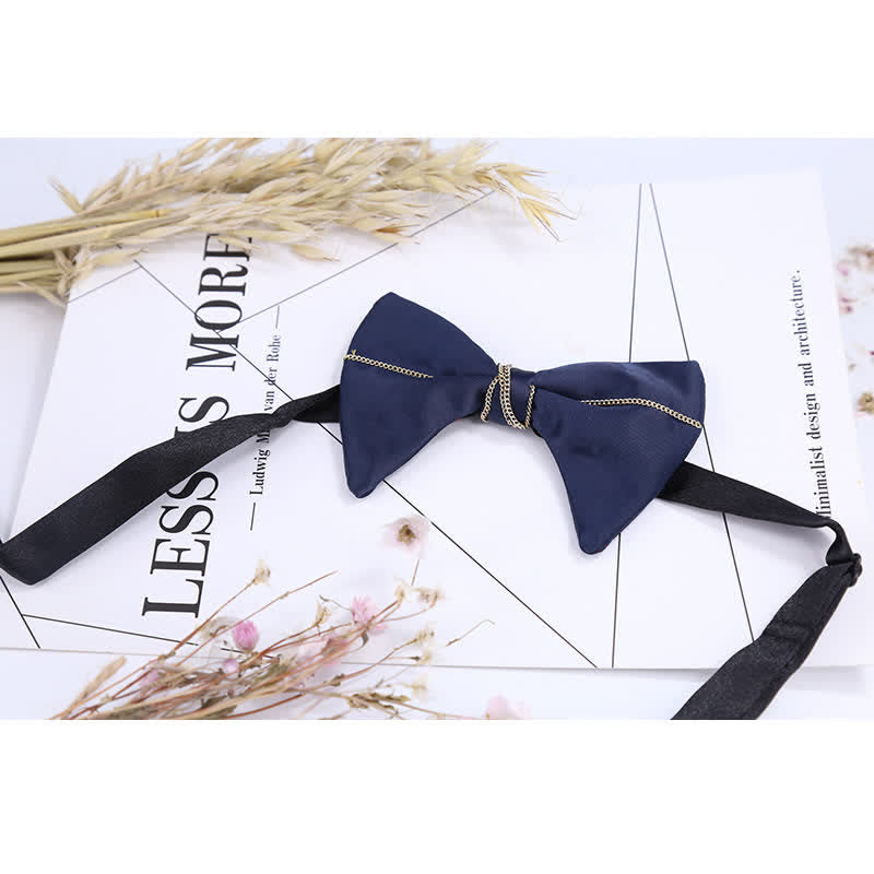 Pajarita de cadena azul marino de lujo para hombre