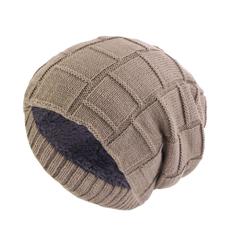 Gorro de punto cálido con forro de piel