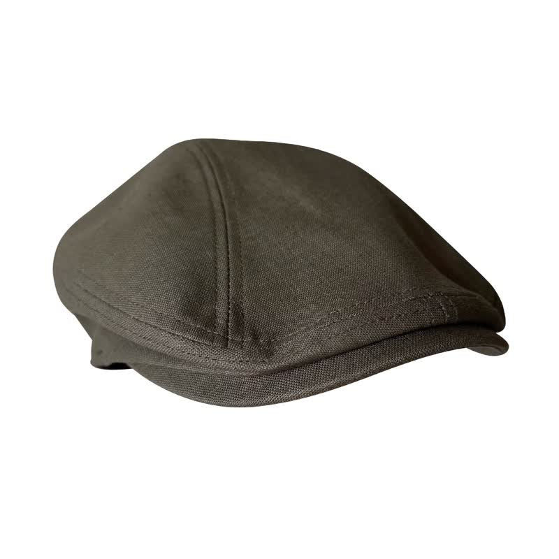 Boina plana de lino transpirable de color verde militar