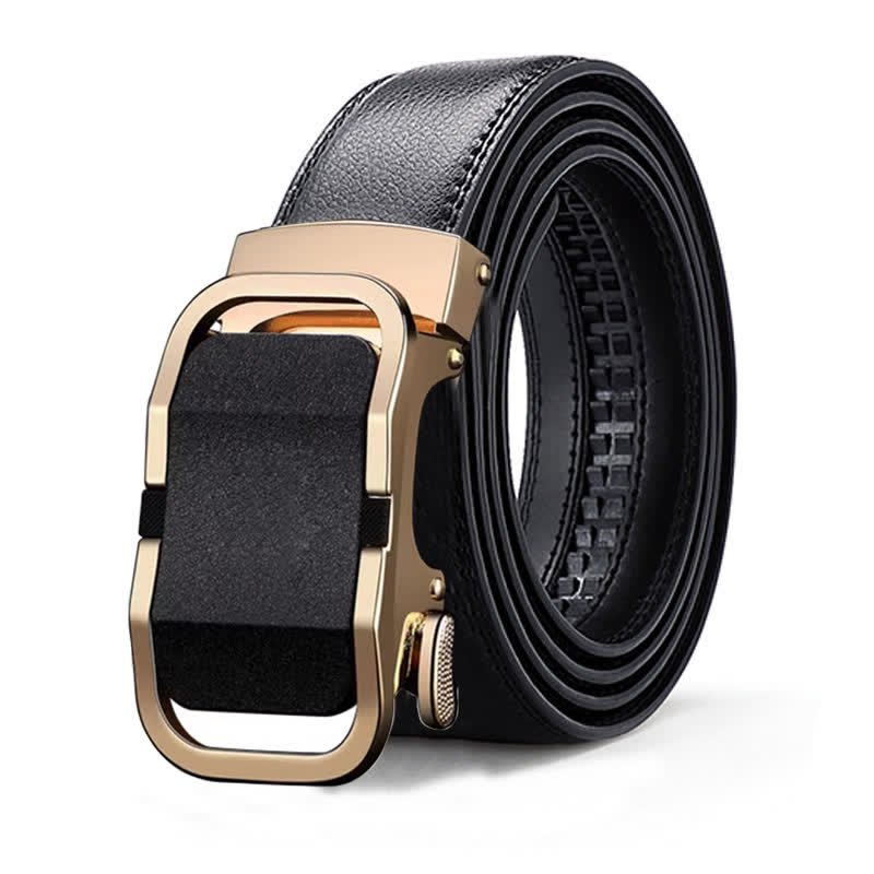 Cinturón de cuero con hebilla automática y relieve de lujo para hombre