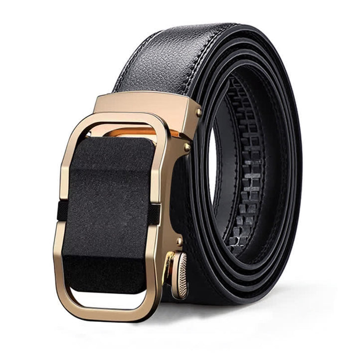 Cinturón de cuero con hebilla automática y relieve de lujo para hombre