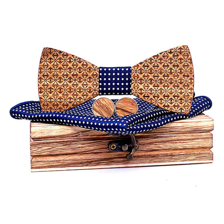 Juego de 3 pajaritas de madera con copos de nieve navideños para hombre