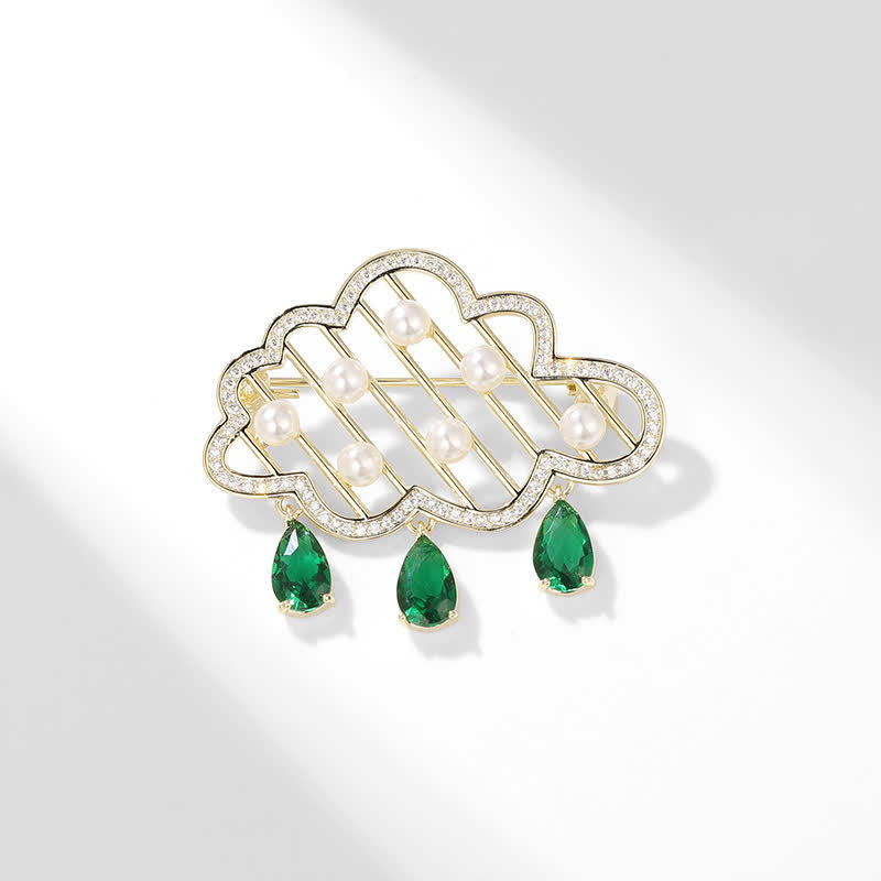 Broche de perlas con forma de nube lluviosa para mujer
