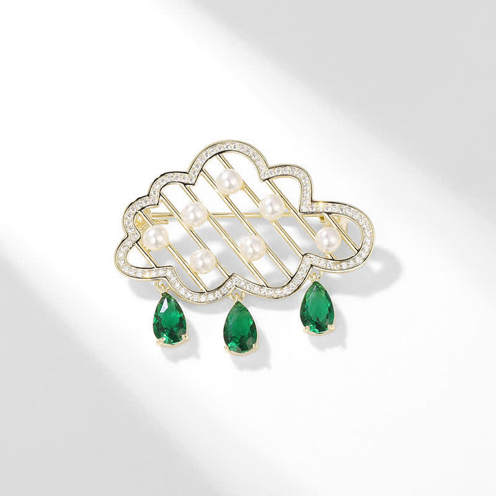 Broche de perlas con forma de nube lluviosa para mujer