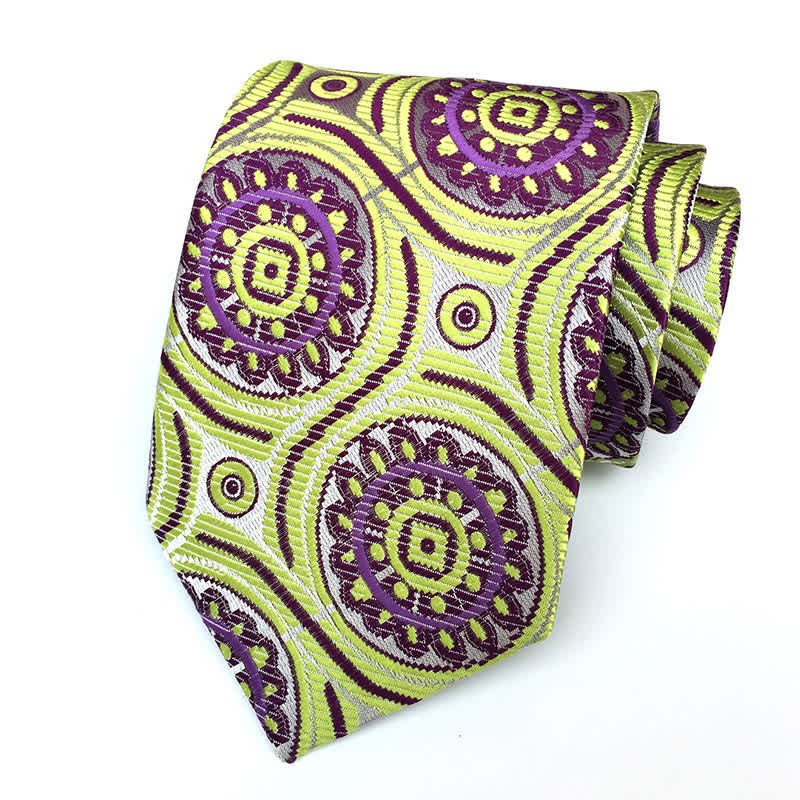 Corbata con medallón geométrico real y flores para hombre