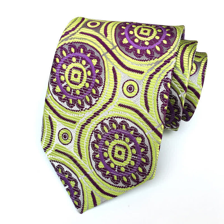 Corbata con medallón geométrico real y flores para hombre