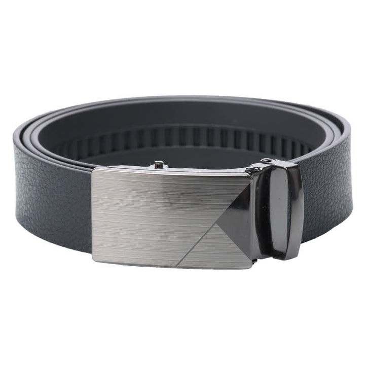 Cinturón de cuero negro con hebilla automática para hombre