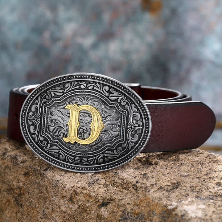 Cinturón de cuero unisex con hebilla y relieve de letras iniciales de hip hop, ideal para hacer uno mismo