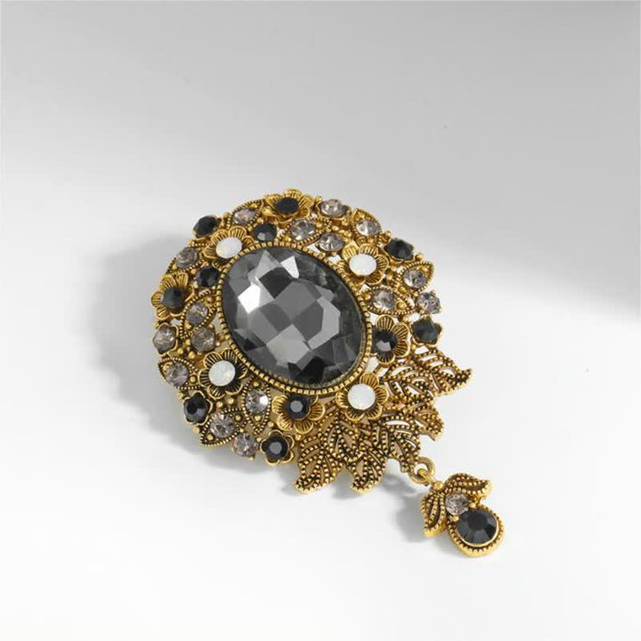 Broche de gota de agua de cristal redondo de Boheimia para mujer