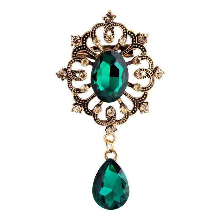 Broche antiguo adornado con forma de gota de agua para mujer