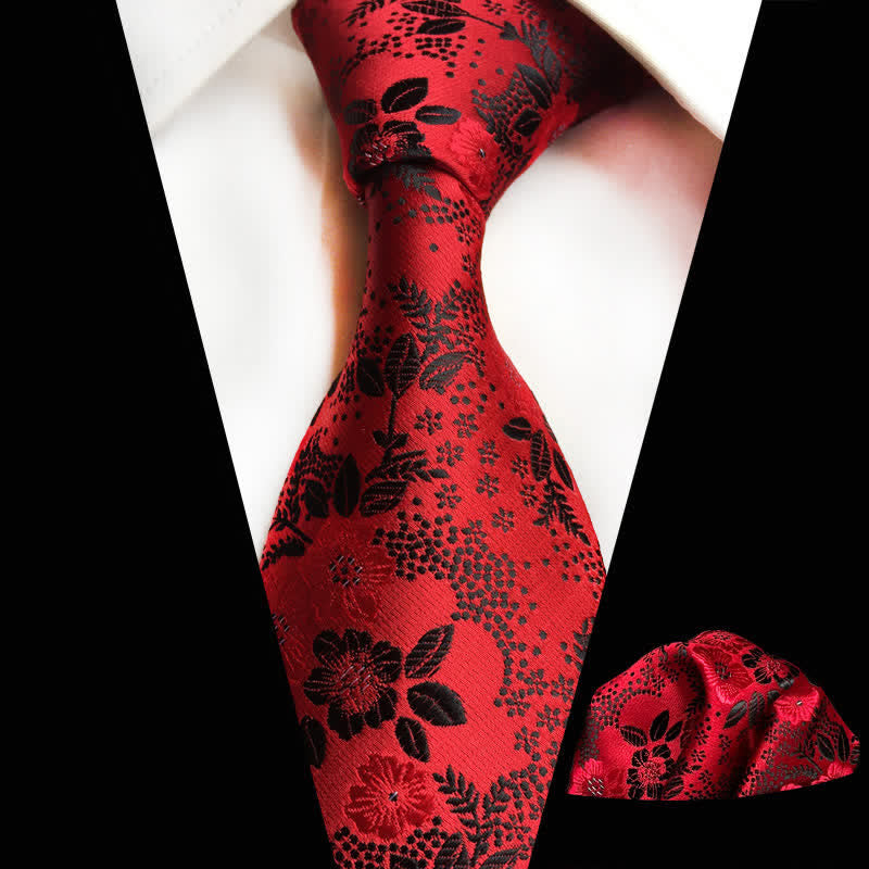 Conjunto de 2 corbatas florales con flores de ciruelo para hombre