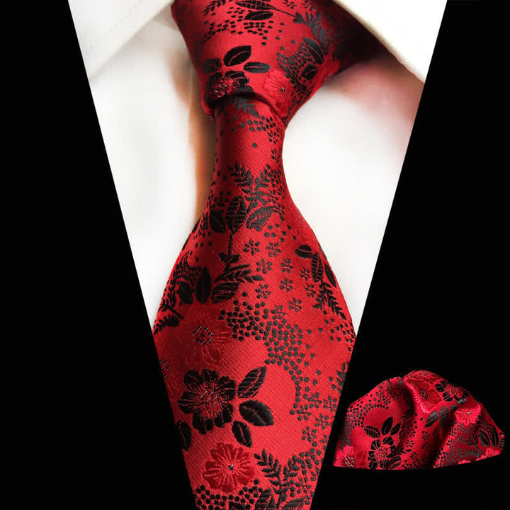 Conjunto de 2 corbatas florales con flores de ciruelo para hombre