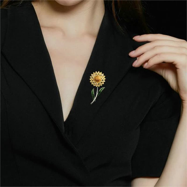 Broche de girasol dorado para mujer