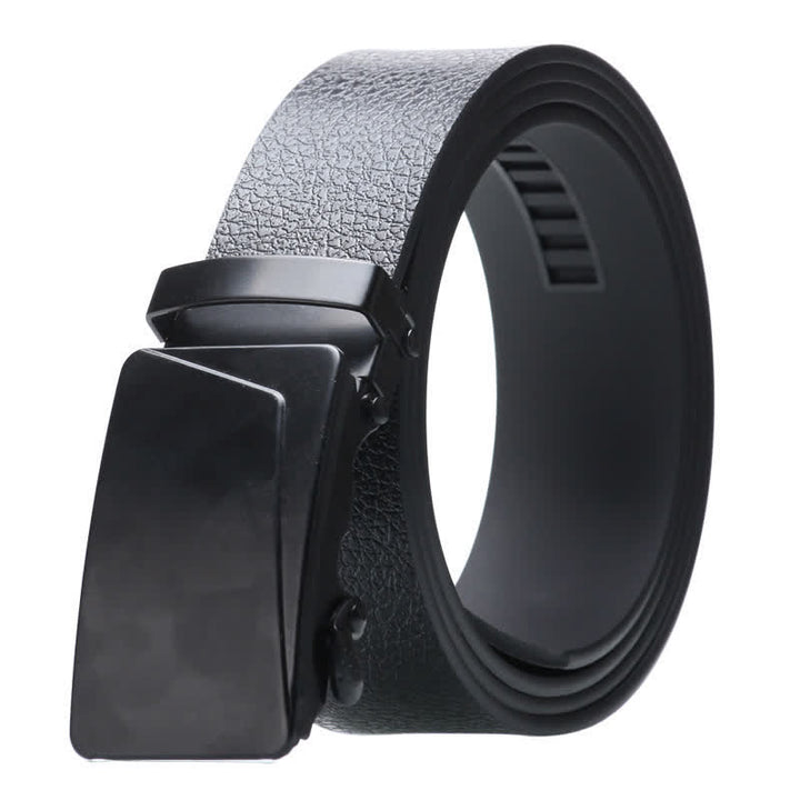 Cinturón de cuero negro con hebilla automática para hombre