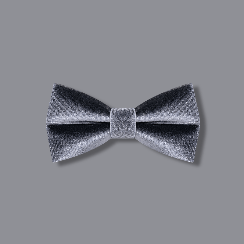 Pajarita de terciopelo de color liso gris carbón para hombre