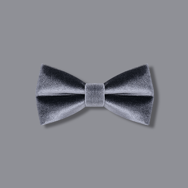 Pajarita de terciopelo de color liso gris carbón para hombre
