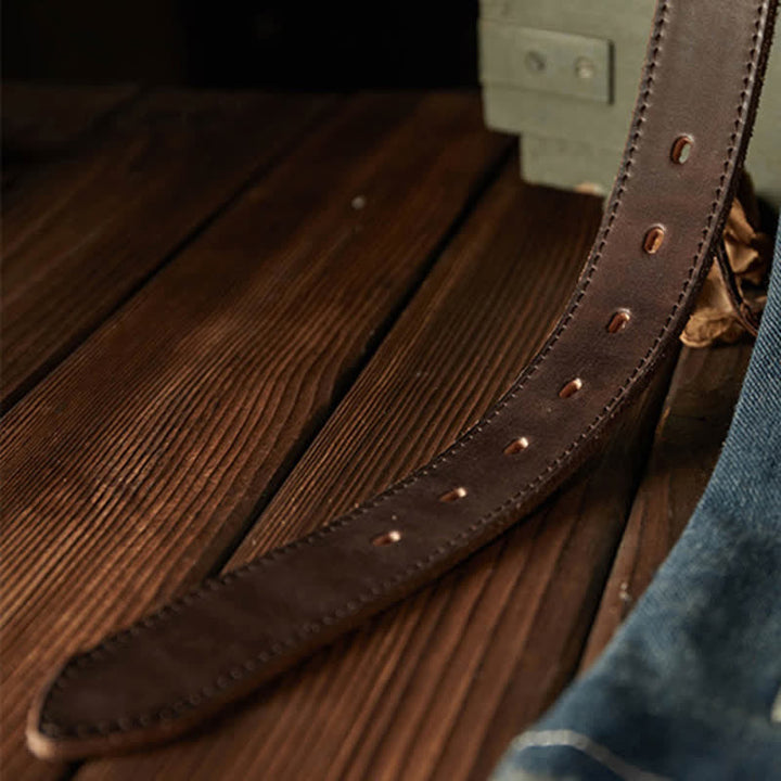 Cinturón clásico de cuero vaquero texturizado para hombre