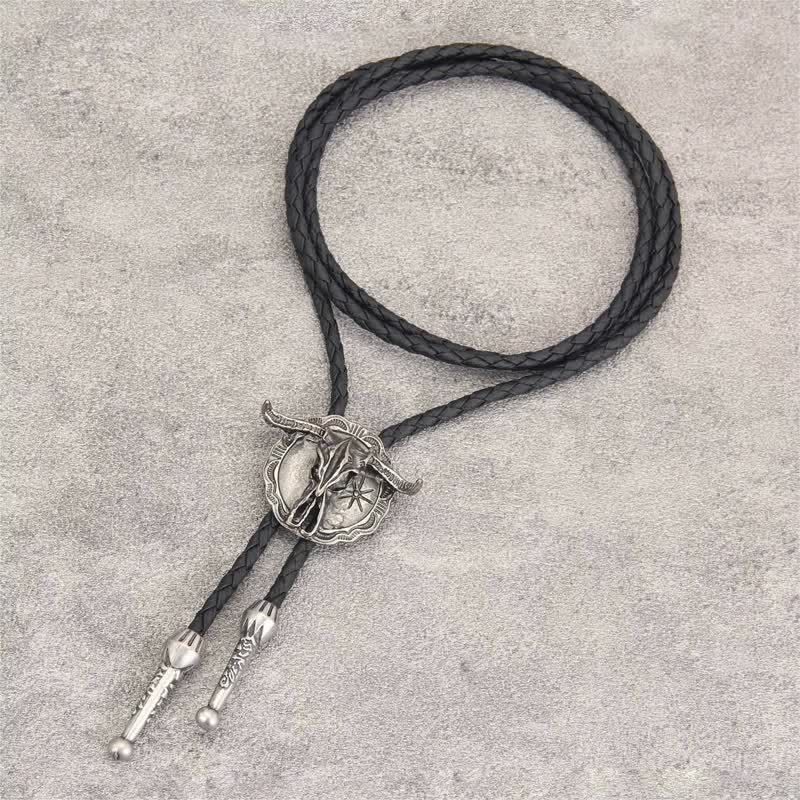 Corbata de bolo con cabeza de toro de rodeo del lejano oeste
