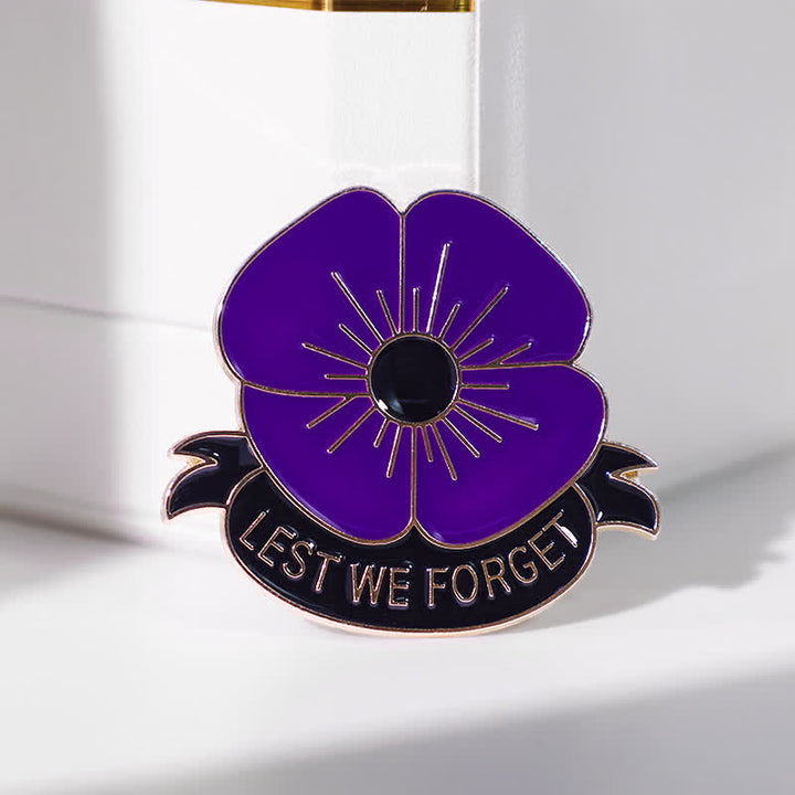 Broche unisex de 3 piezas con la frase Lest We Forget Poppy
