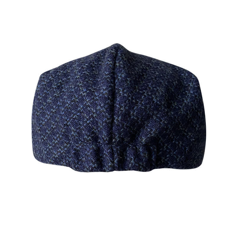 Boina de cuadros azul marino para otoño e invierno