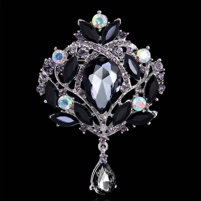 Broche de gota de agua con capullo floral brillante para mujer