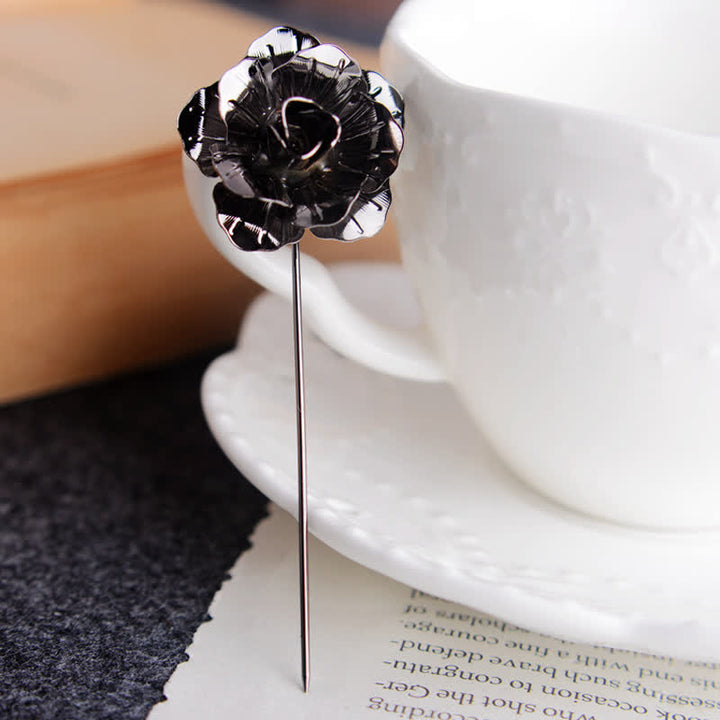 Broche de metal con forma de rosa para hombre