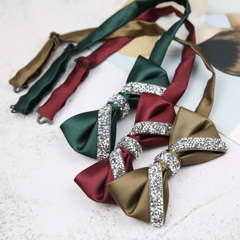 Pajarita de boda con brillantes diamantes de imitación para hombre