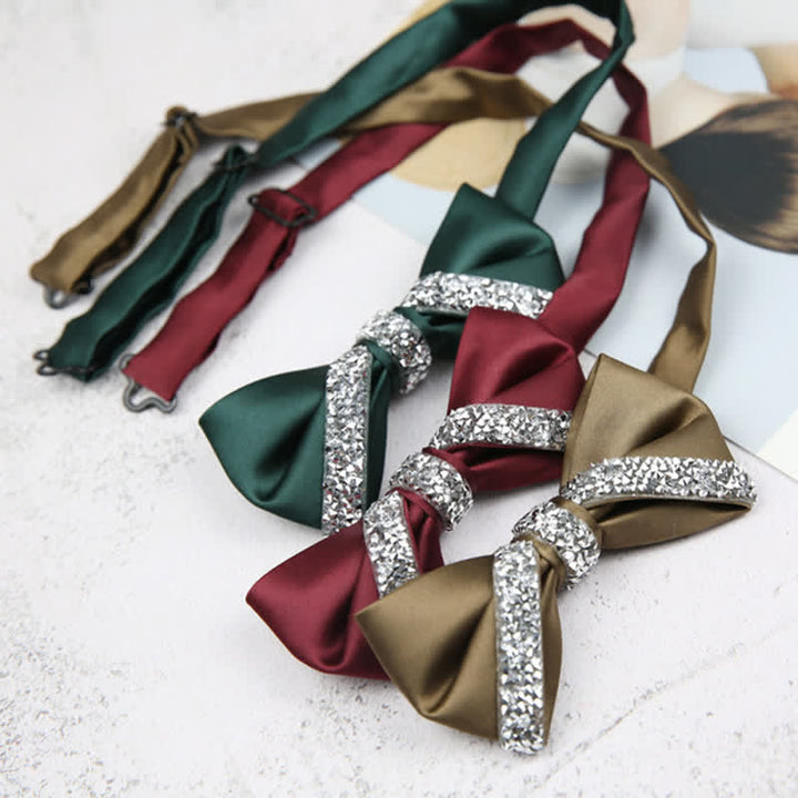 Pajarita de boda con brillantes diamantes de imitación para hombre
