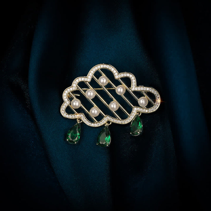 Broche de perlas con forma de nube lluviosa para mujer