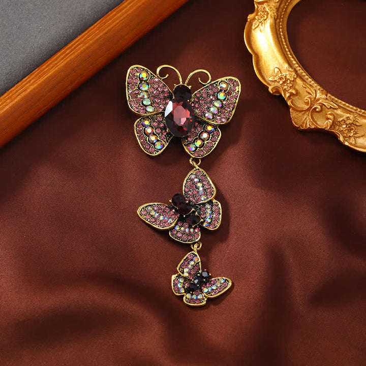 Broche de mariposas triples y divertido para mujer