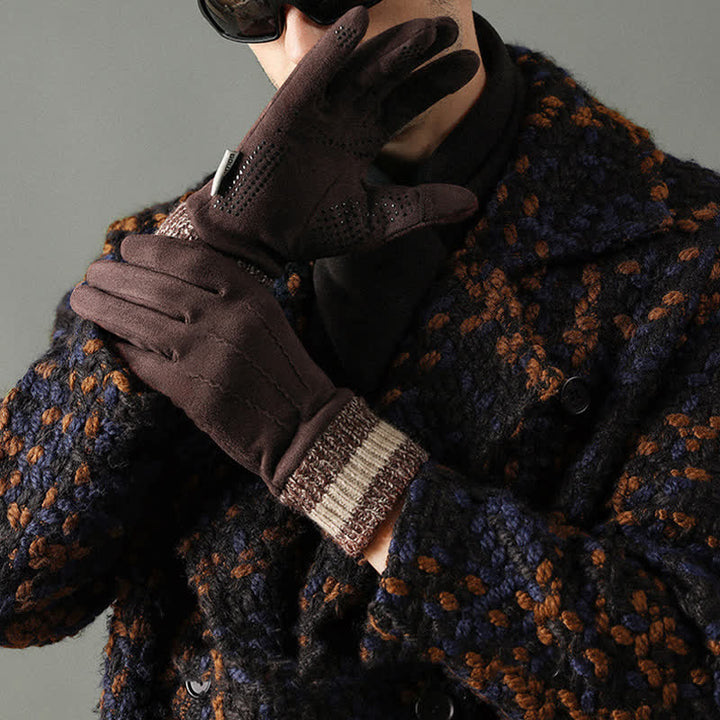 Guantes unisex de gamuza polar antideslizantes con dedos divididos